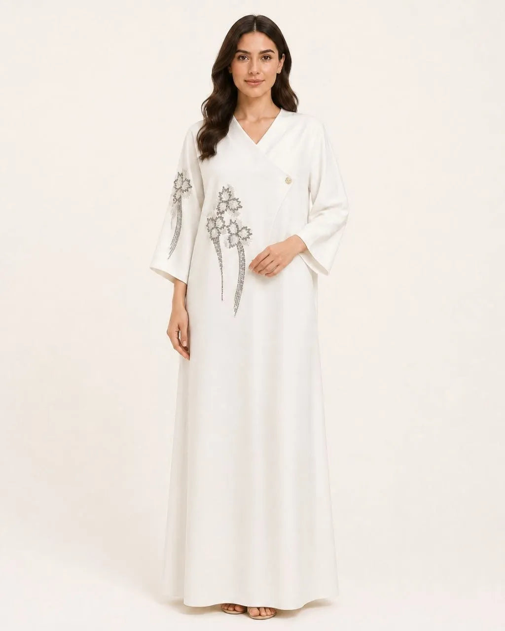 Silver Petal Abaya
