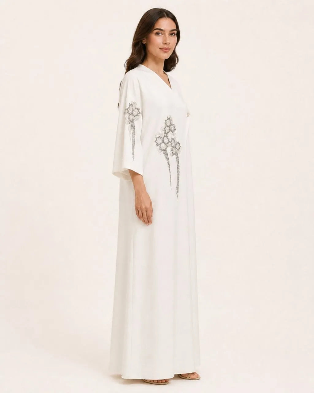 Silver Petal Abaya