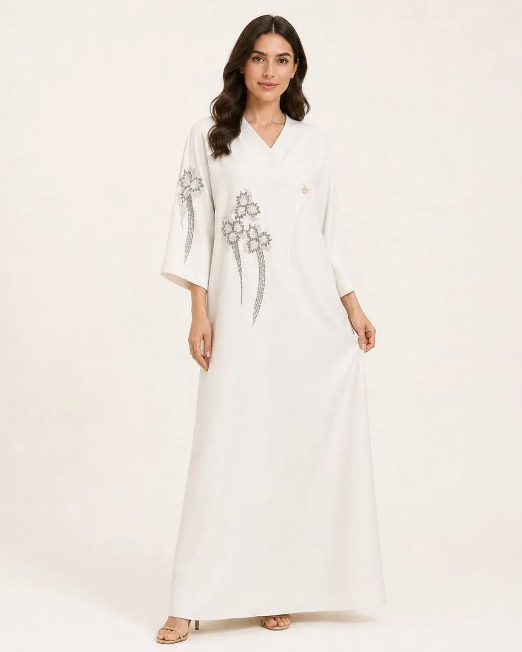 Silver Petal Abaya