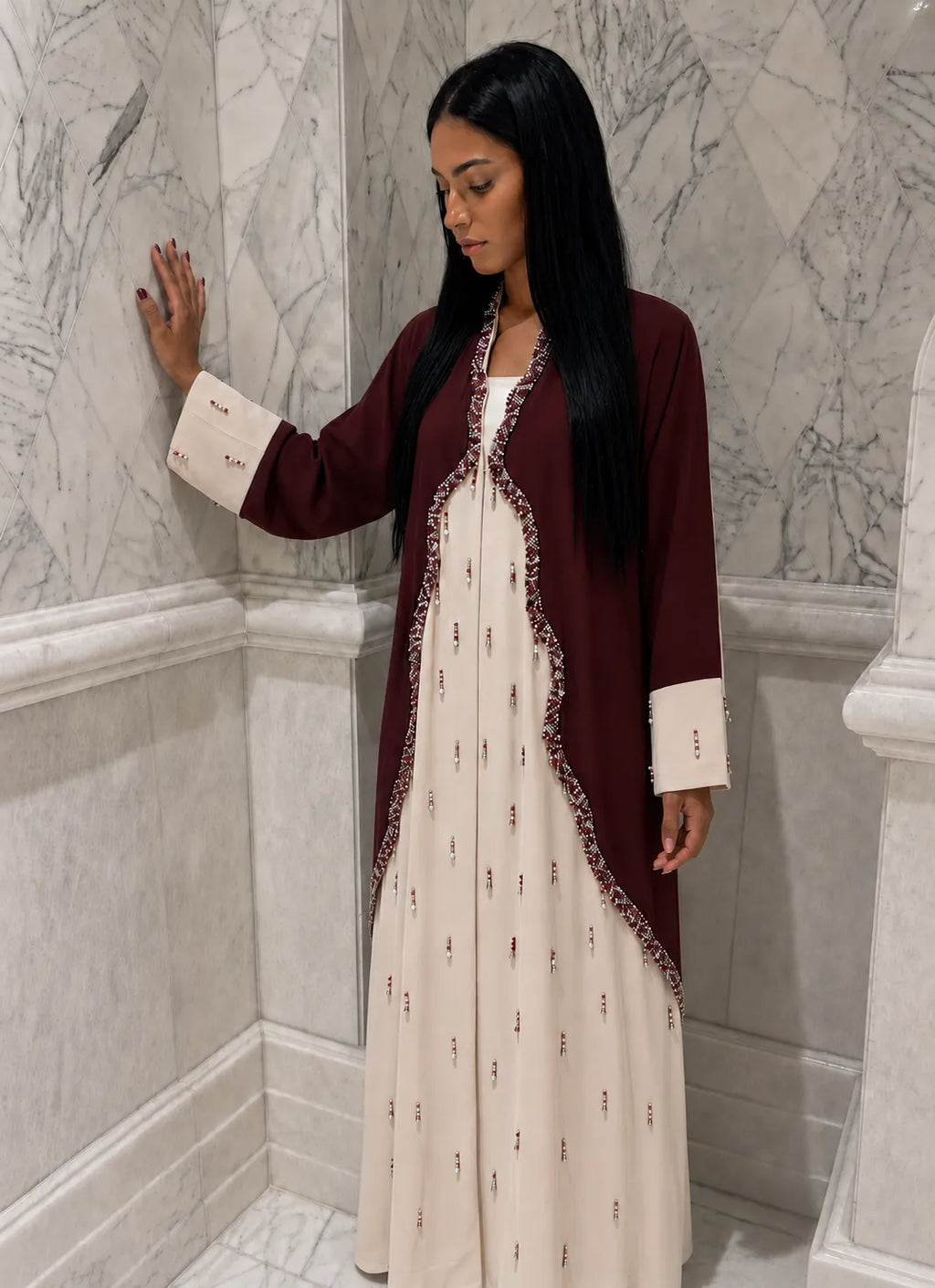 burgundy ivory crystal