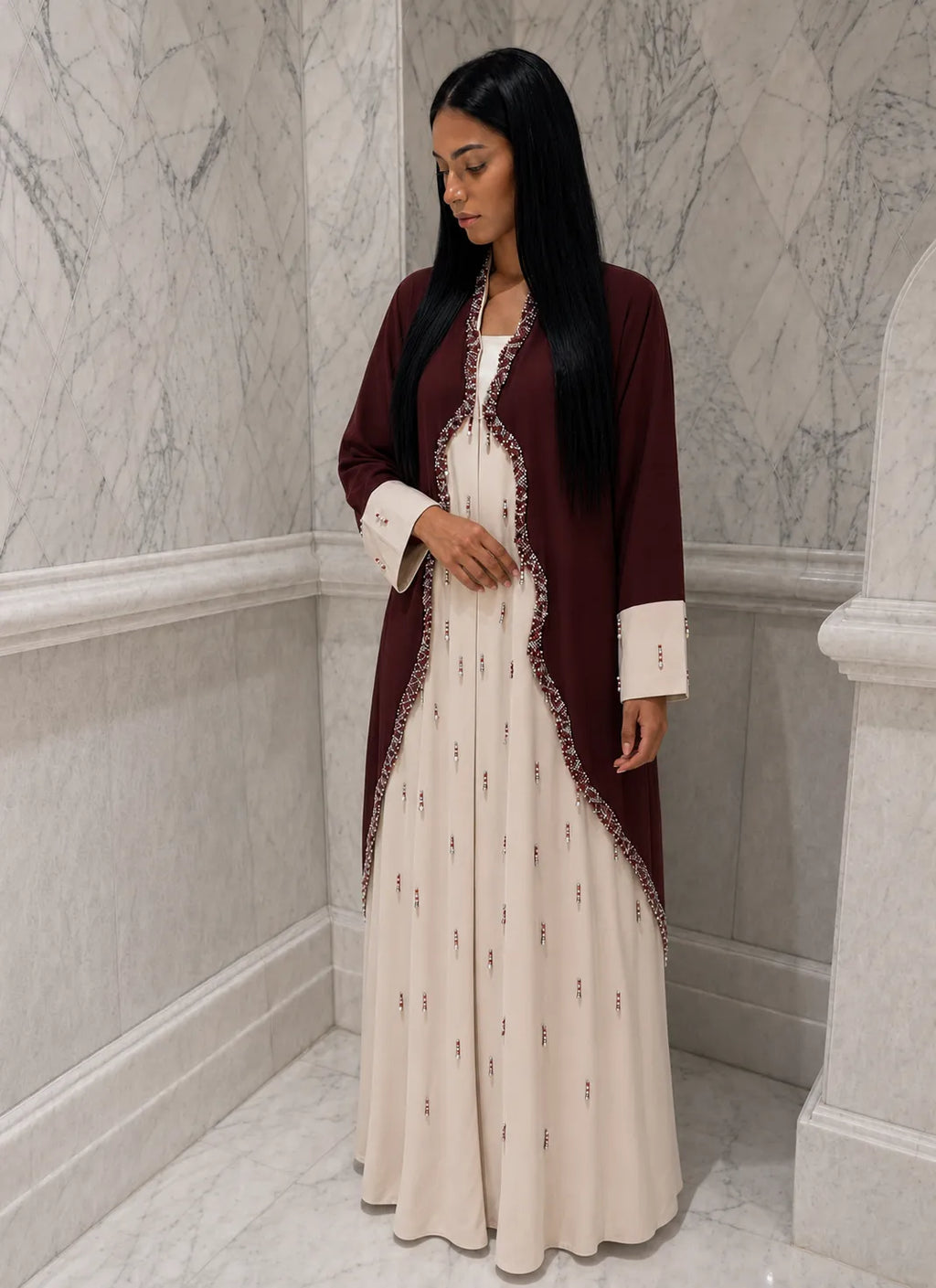 burgundy ivory crystal