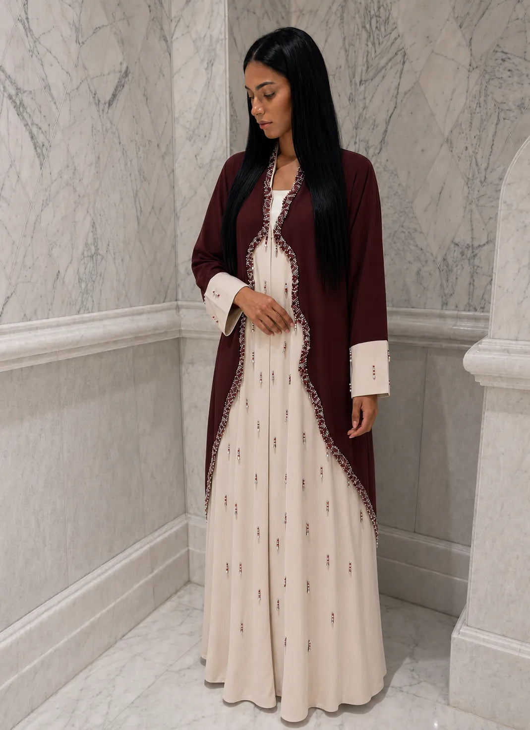 burgundy ivory crystal